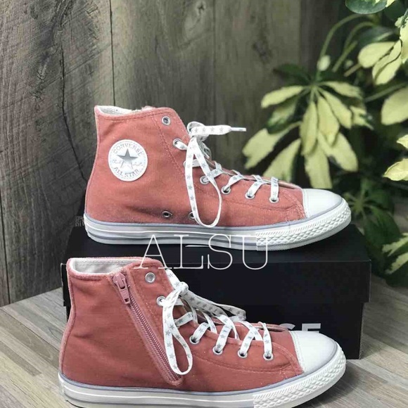 Converse Shoes - NWT Converse Ctas Side Zip Hi Rust Pink Velvet J/W